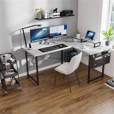 L Şekilli Depolama Raflı Bilgisayar Masası